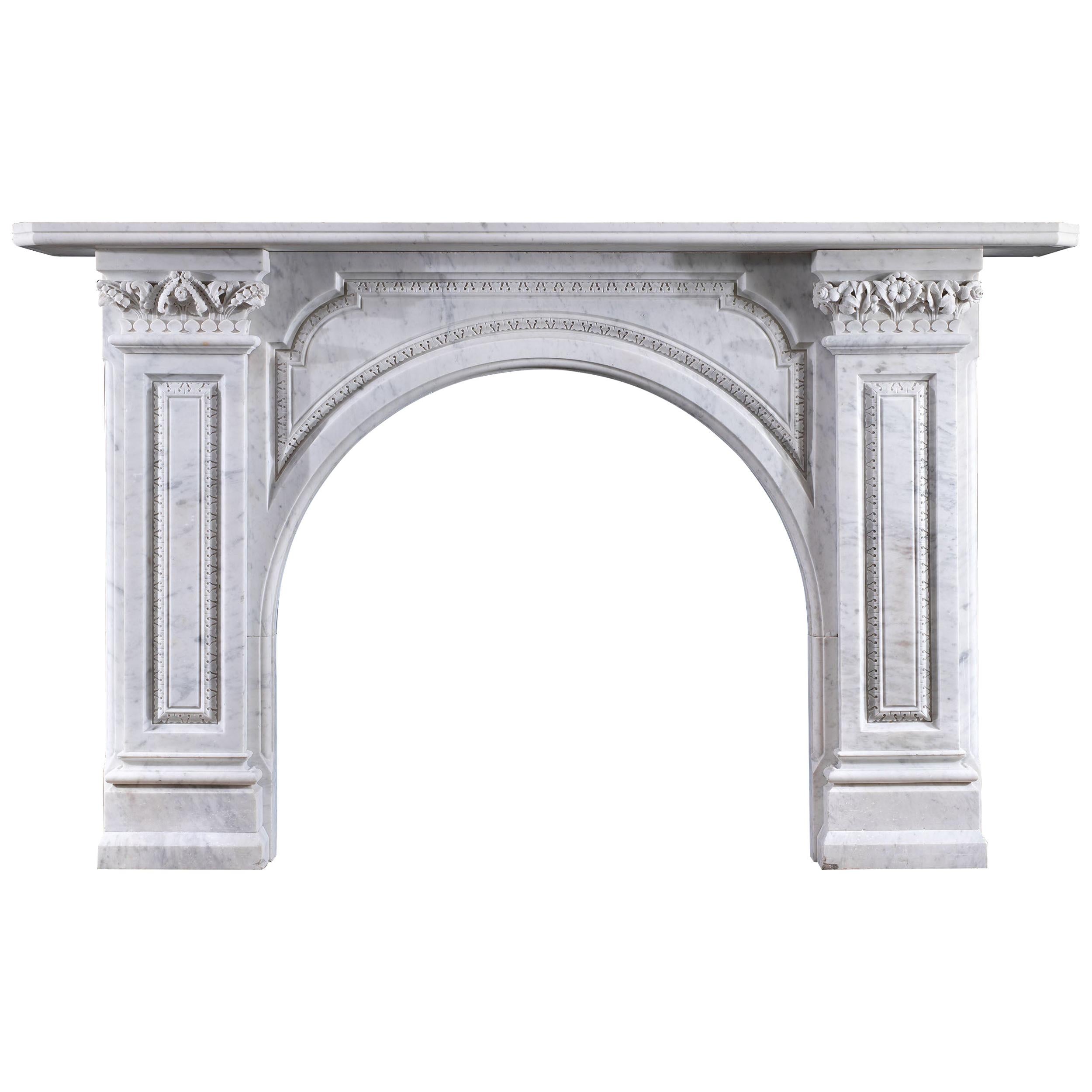 Victorian Carrara Marble Arched Fireplace
