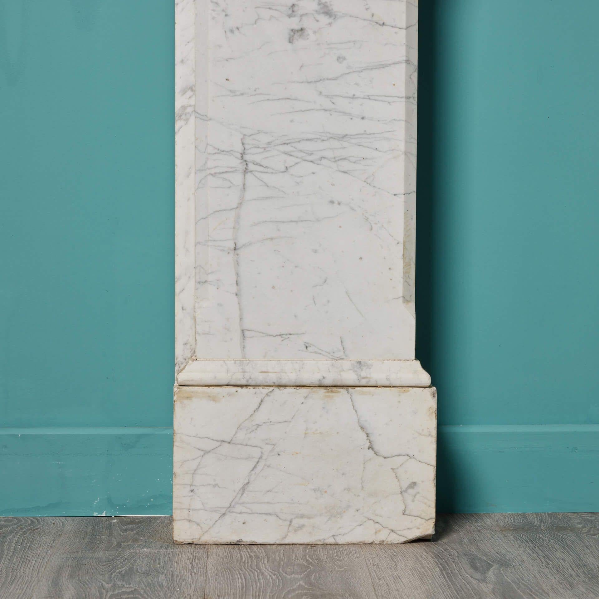 19th Century Antique Victorian Carrara Marble Fireplace Mantel For Sale