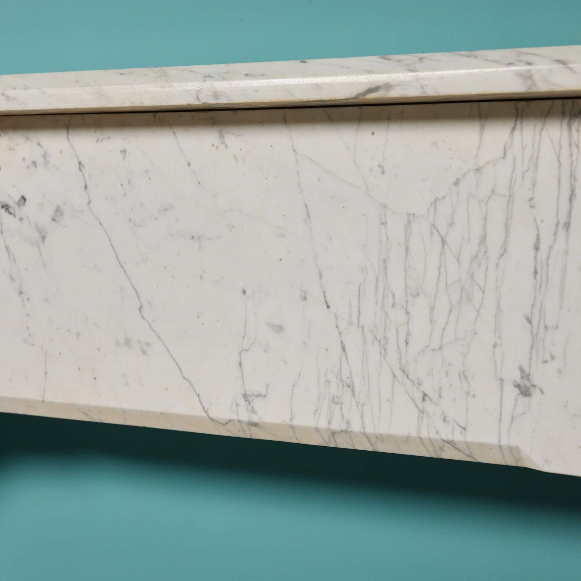 Antique Victorian Carrara Marble Fireplace Mantel For Sale 3