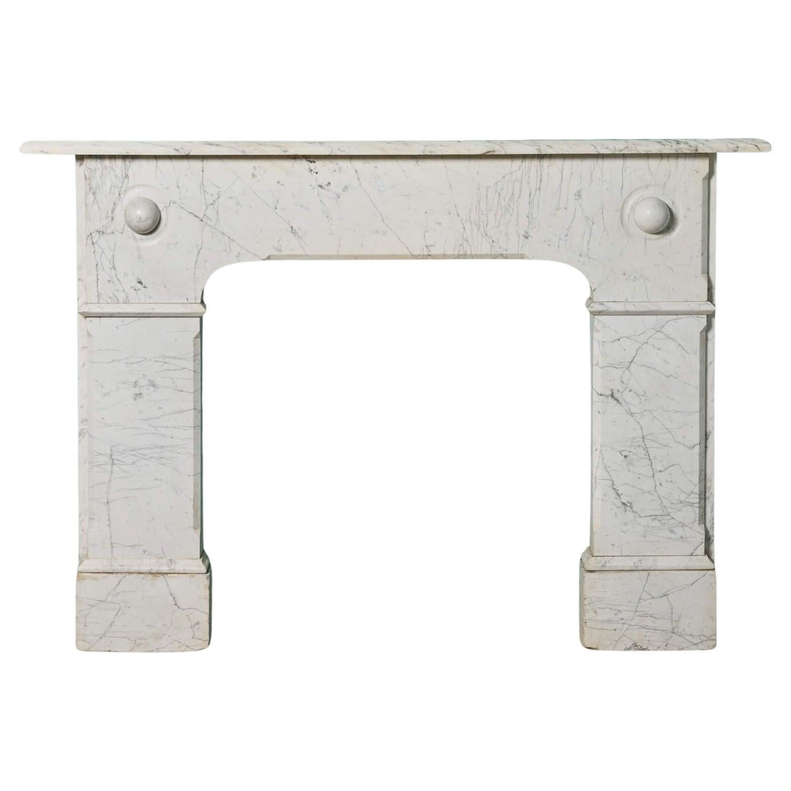 Antique Victorian Carrara Marble Fireplace Mantel For Sale