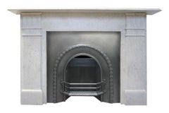 Victorian Carrara Marble Fireplace Surround with an Original Cast Iron Grate