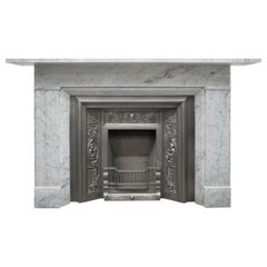 Victorian Carrara Marble Fireplace Surround With Original Cast Iron Grate
