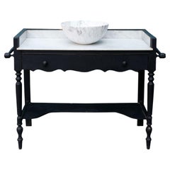 Victorian Carrara Marble Wash Stand with Porcelain Sink