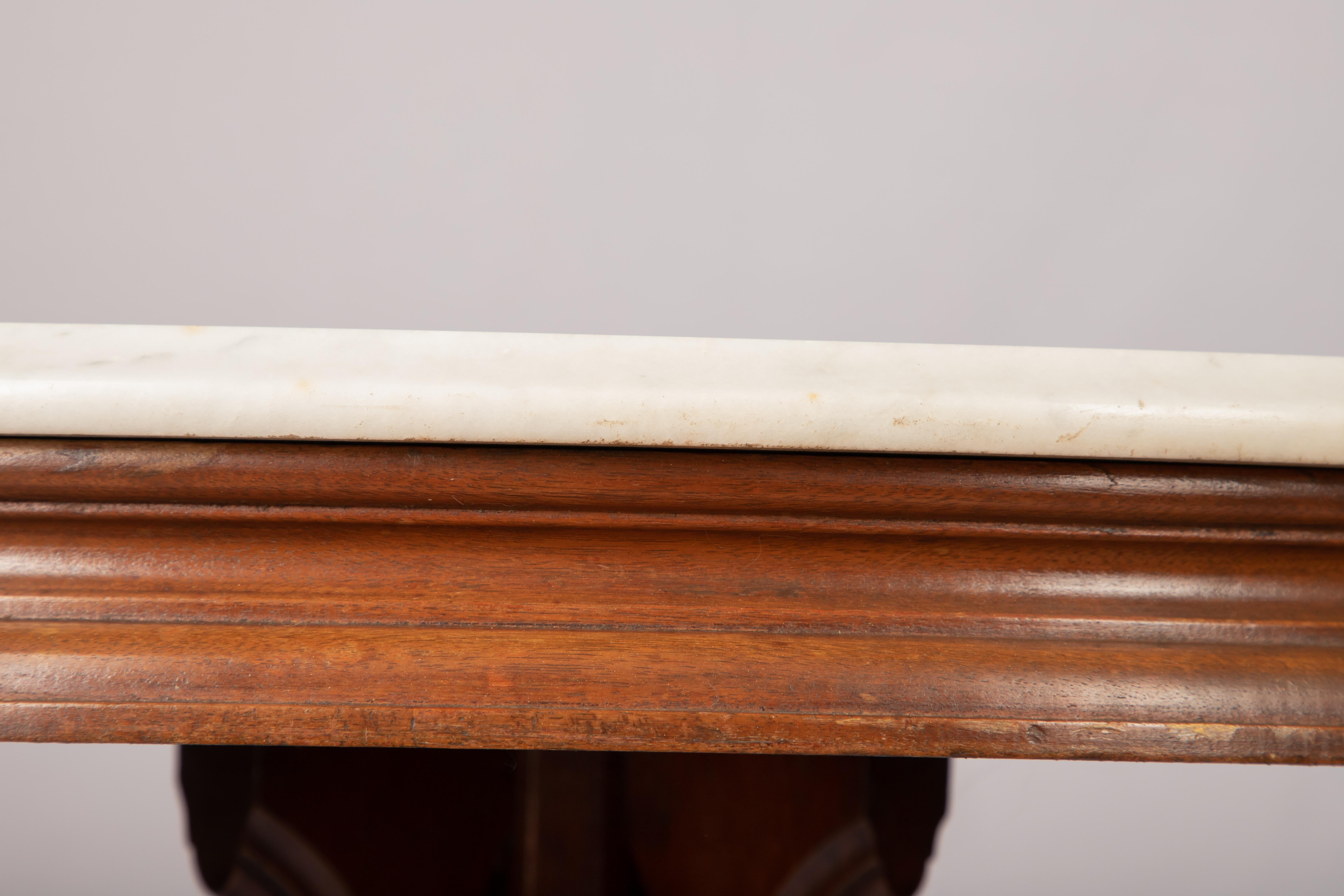 19th Century Victorian Carrera Marble-Top Parlor Table