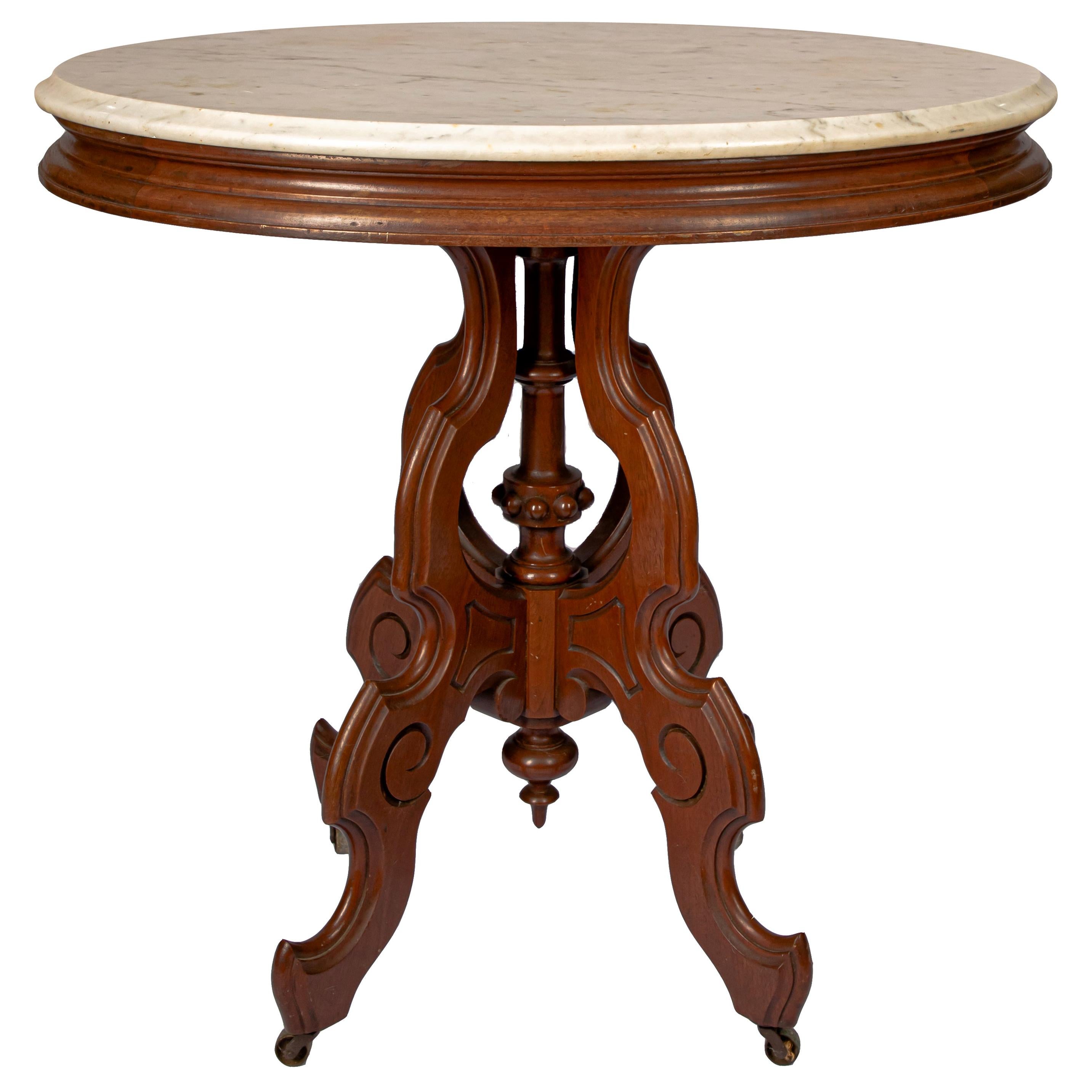 Victorian Carrera Marble-Top Parlor Table