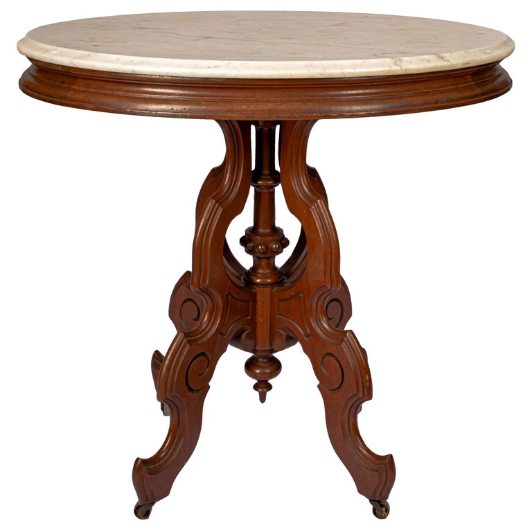 Victorian Carrera MarbleTop Parlor Table at 1stDibs