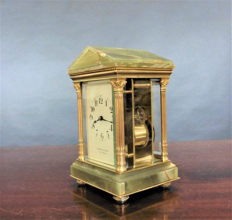 Victorian Carriage Clock signed Hampton and Sons, Pall Mall For Sale at