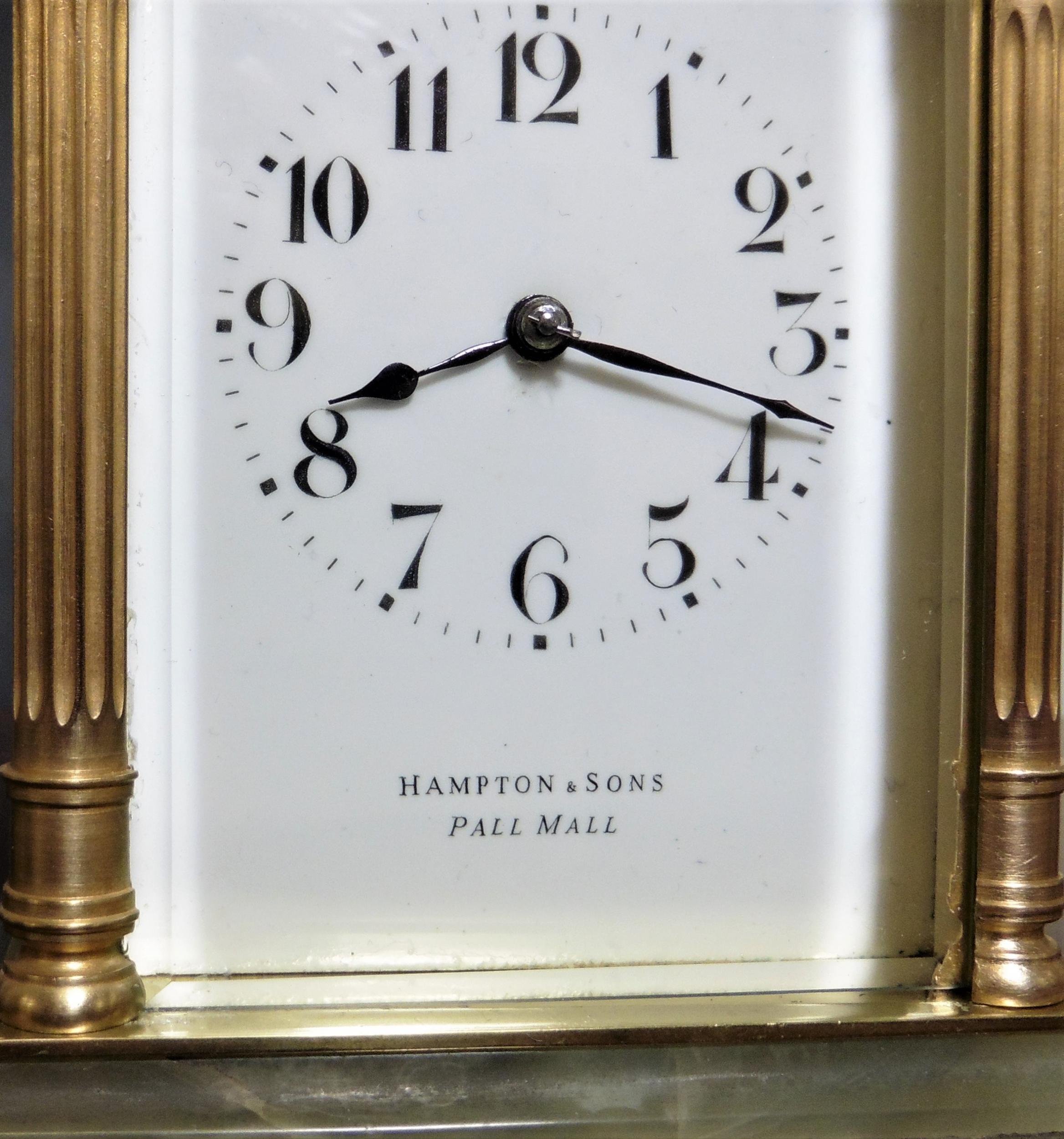 French Victorian Carriage Clock signed Hampton & Sons, Pall Mall For Sale