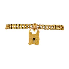 Victorian Carter Gough & Co. Love Lock Gold Charm Bracelet