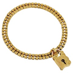 Victorian Carter Gough & Co. Love Lock Gold Charm Bracelet