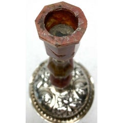 Victorian Carved Agate Silver Mounted Candlestick by Pairpoint Brothers, 1894