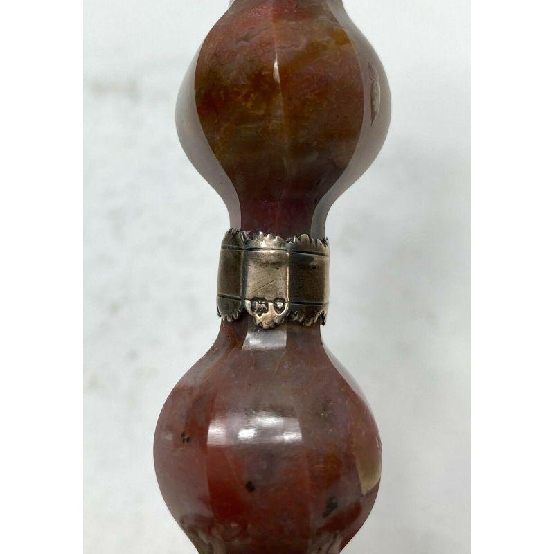 19th Century Victorian Carved Agate Silver Mounted Candlestick by Pairpoint Brothers, 1894 For Sale