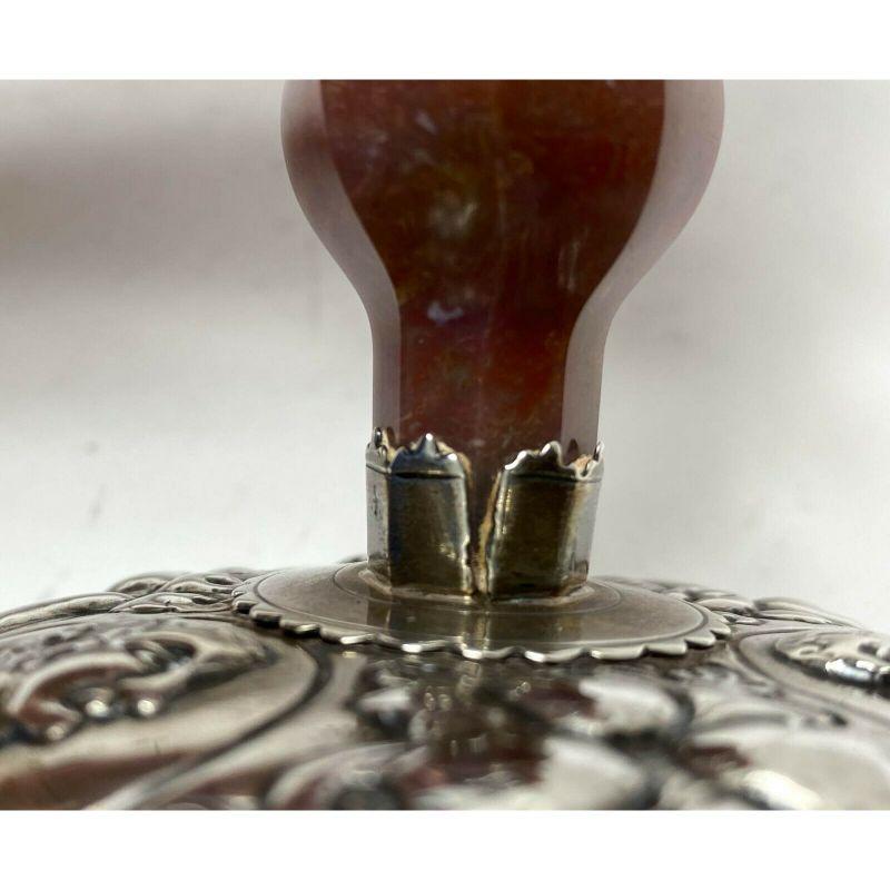 Victorian Carved Agate Silver Mounted Candlestick by Pairpoint Brothers, 1894 For Sale 5