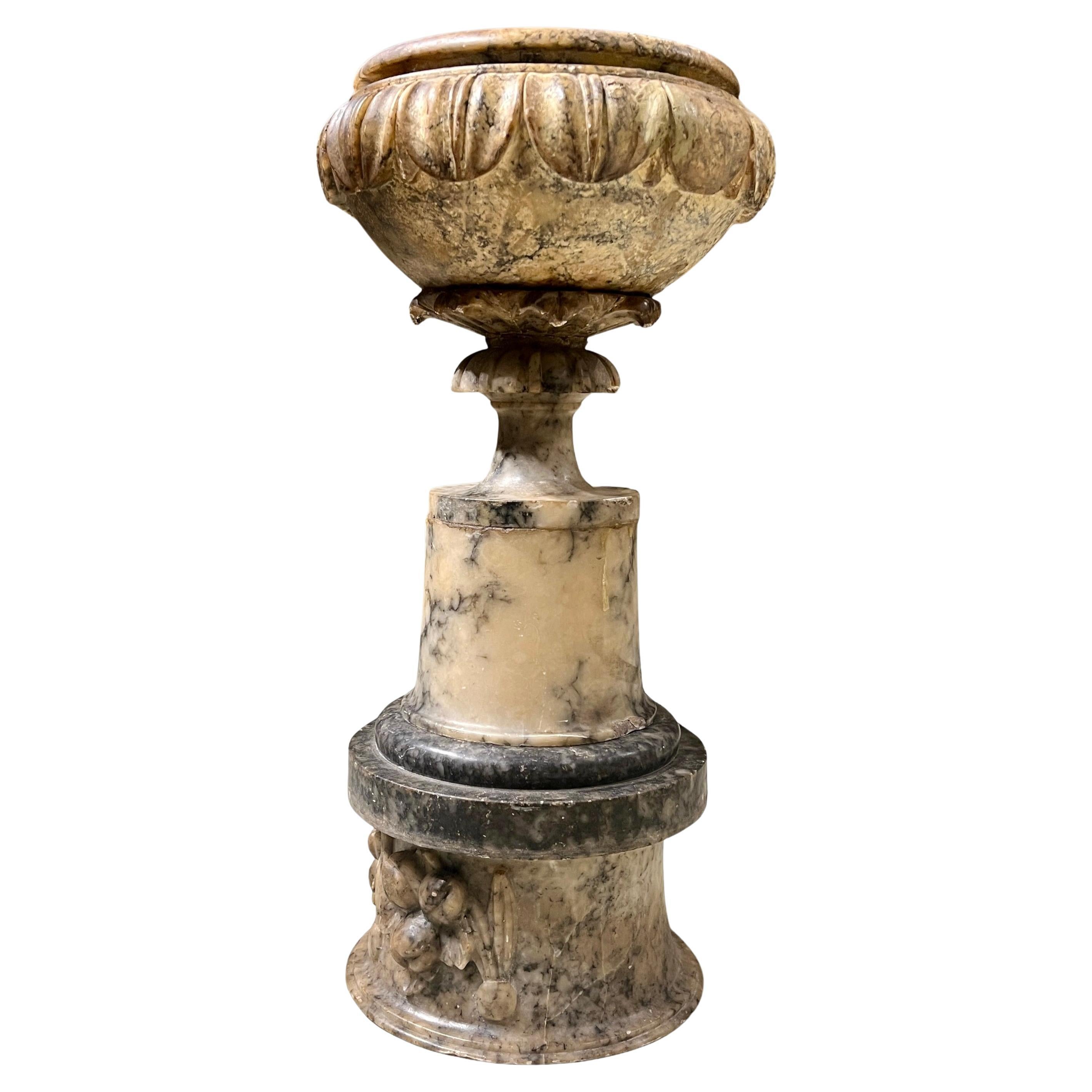 Victorian Carved Alabaster Planter Table Centre For Sale