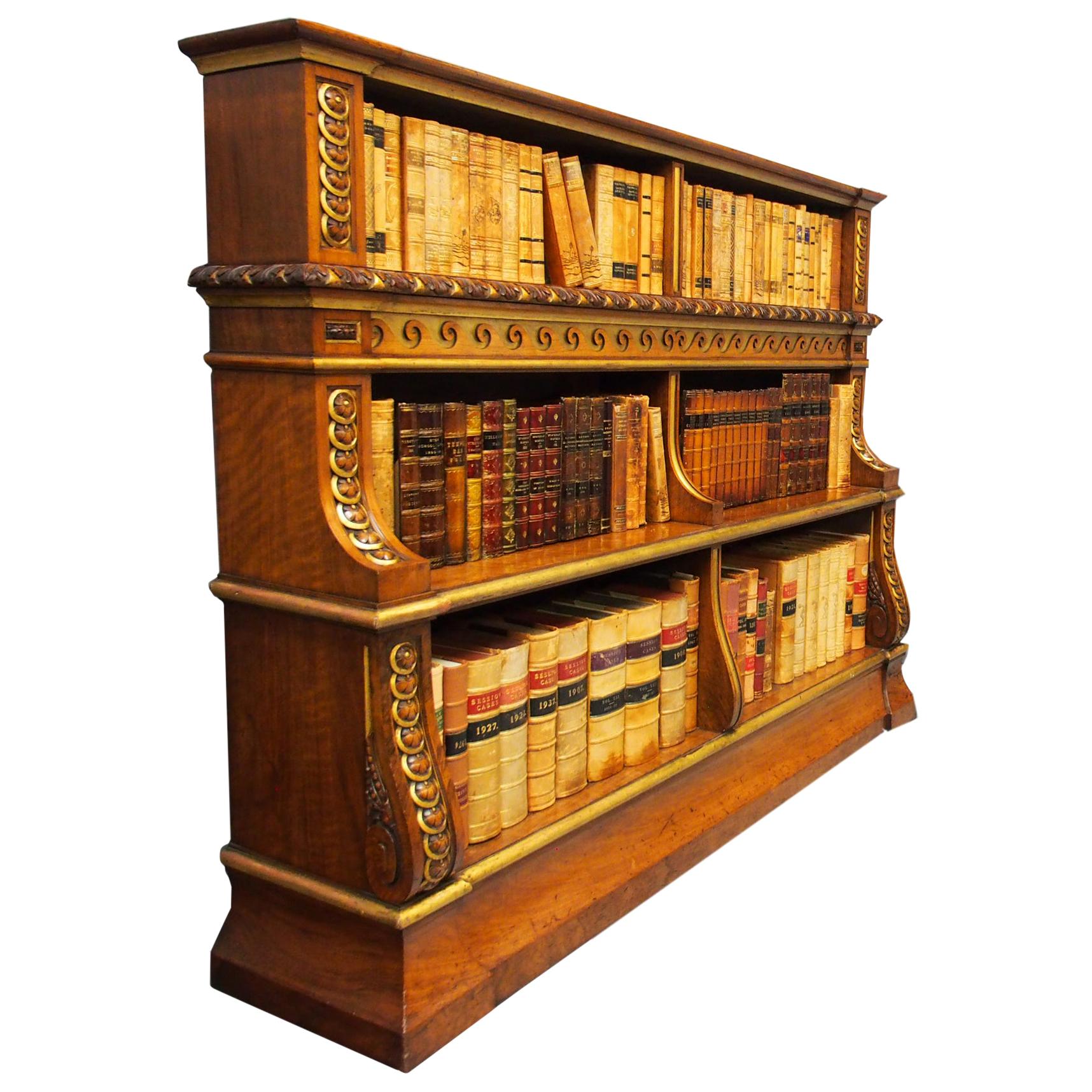 Victorian Carved and Gilded Waterfall Bookcase For Sale