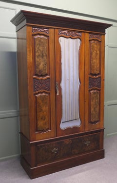 Victorian Carved Arts & Crafts Walnut Wardrobe