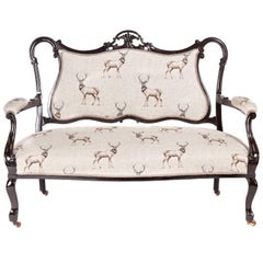 Victorian Carved Black Lacquered Settee