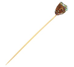 Victorian Carved Boulder Opal 14 Karat Gold Stickpin