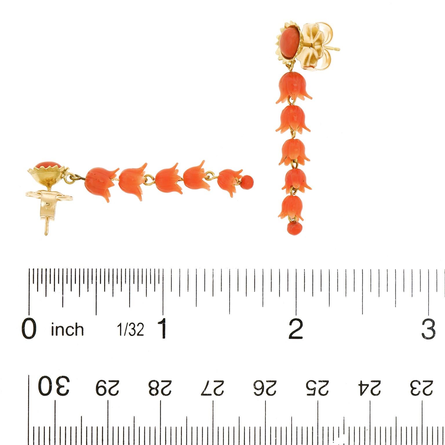 Women's Victorian Carved Coral Floral Earrings