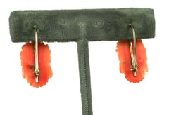 Victorian Carved Coral Maiden Head Earrings