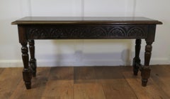 Victorian Carved Country Oak Joint Style Window Seat, Hall Bench