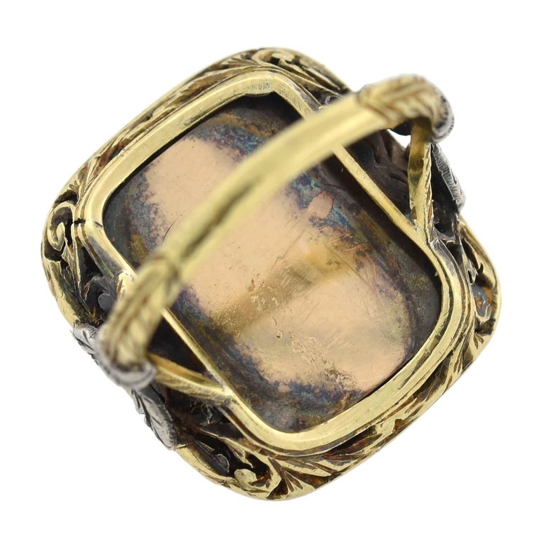 Victorian Carved Heart and Floral Vinaigrette Ring at 1stDibs