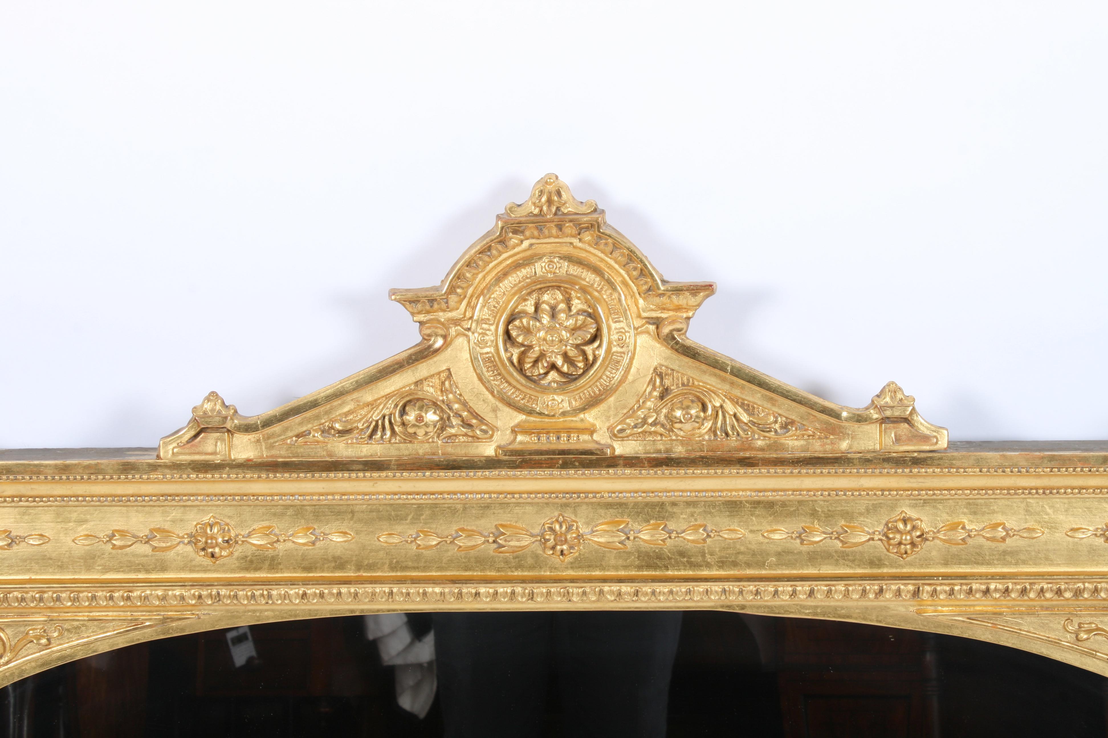 High Victorian Victorian Carved Gesso Wood Overmantel Mirror, circa 1860
