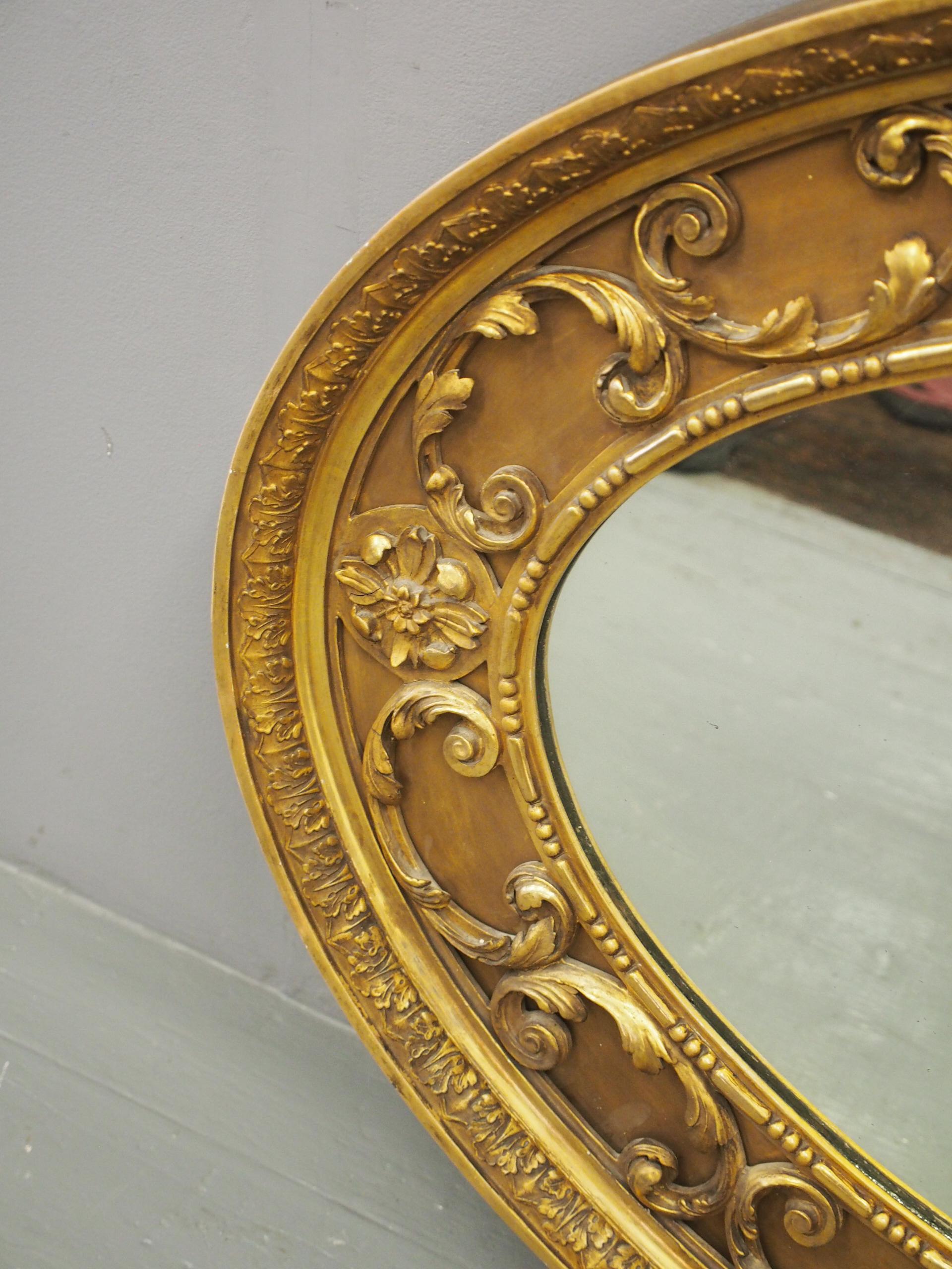 Victorian Carved Giltwood and Gesso Oval Mirror 6