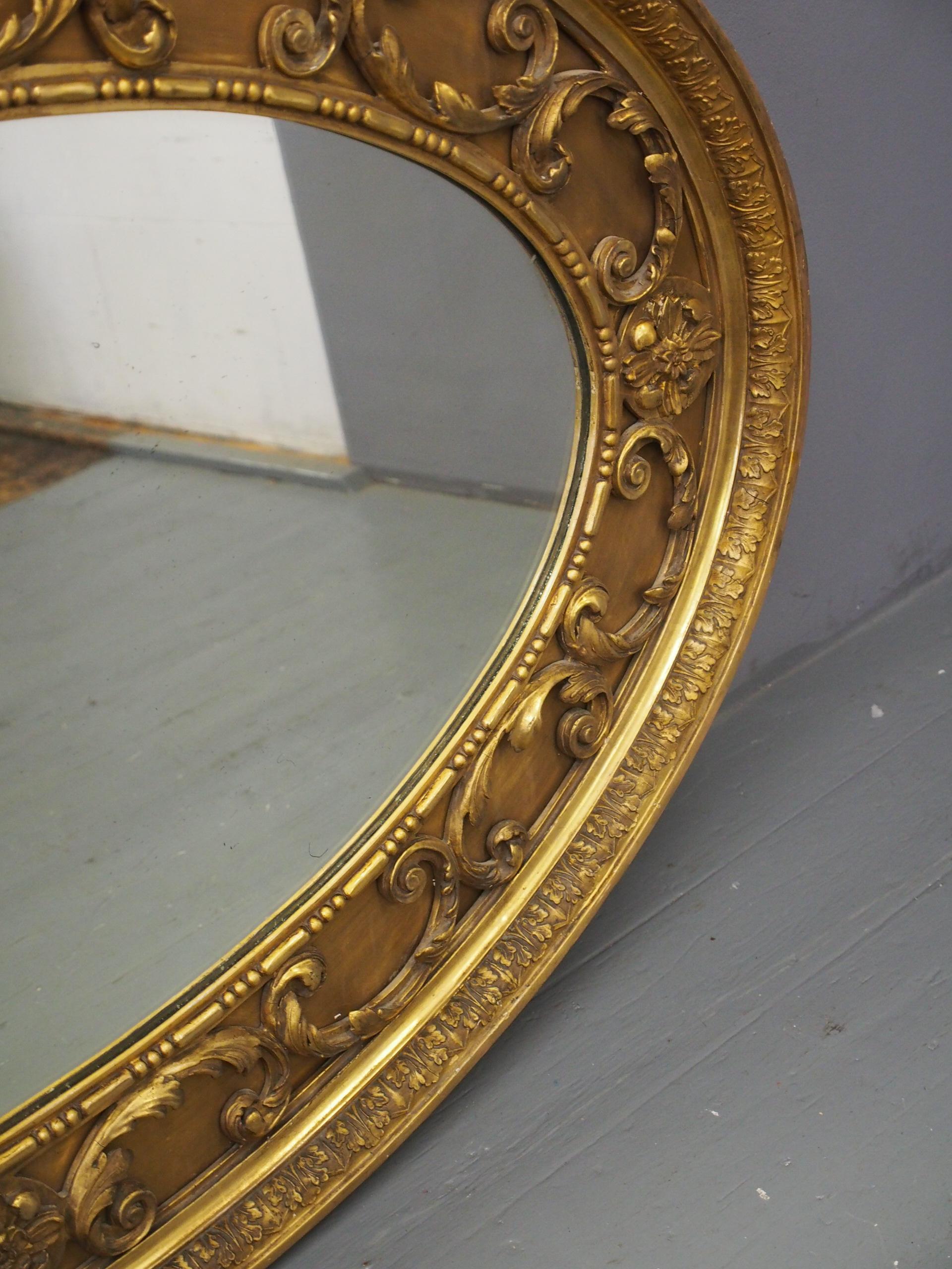 Victorian Carved Giltwood and Gesso Oval Mirror 3