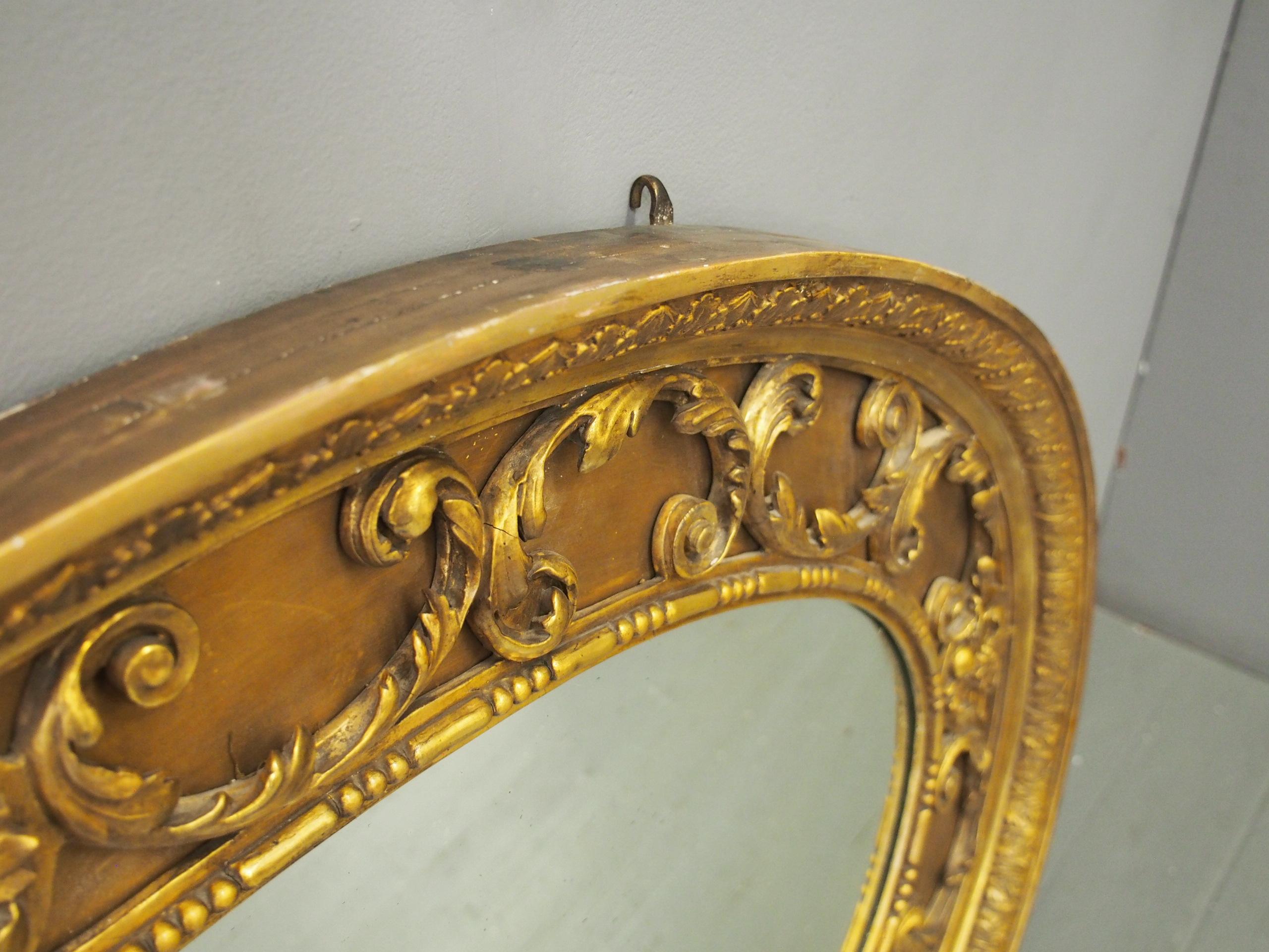 Victorian Carved Giltwood and Gesso Oval Mirror 4