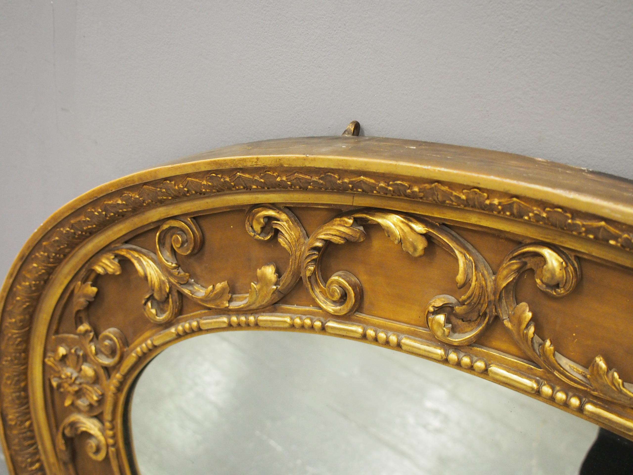 Victorian Carved Giltwood and Gesso Oval Mirror 5