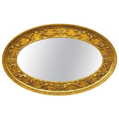 Victorian Carved Giltwood and Gesso Oval Mirror