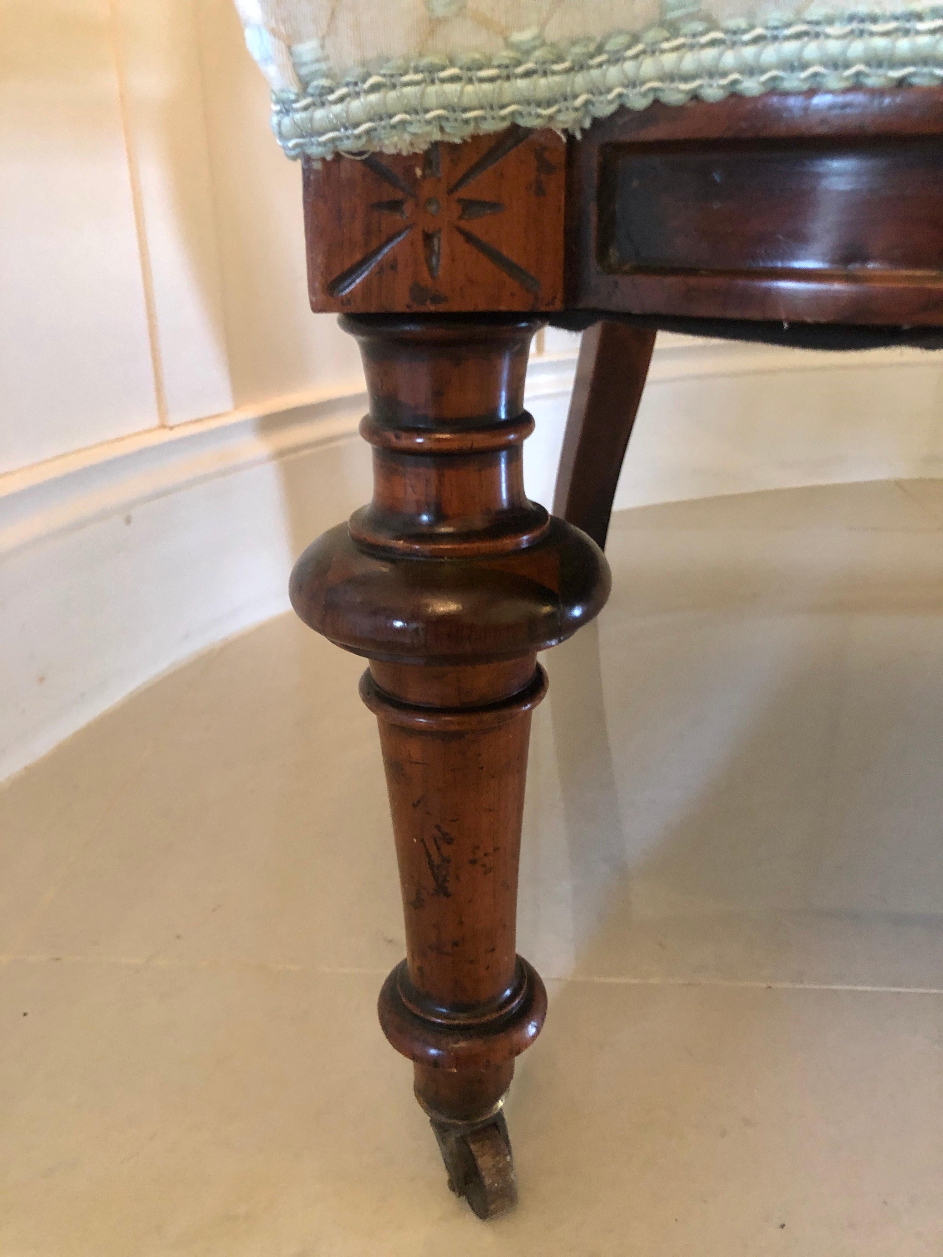 Antique Victorian Carved Rosewood Library Chair 1