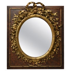 Antique Victorian Carved High Relief Mirror Floral & Bow Details