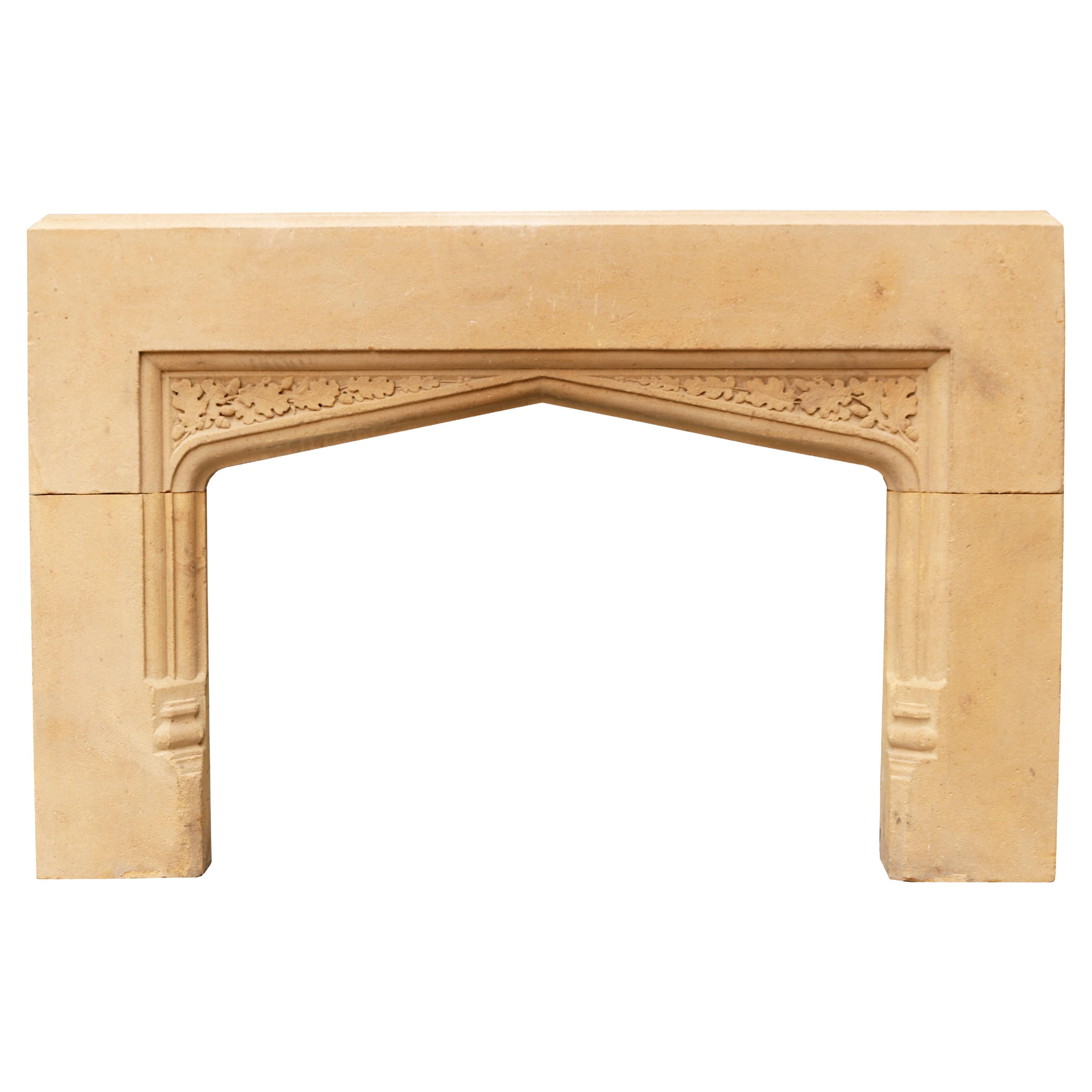 Victorian Carved Limestone Fireplace Mantel For Sale