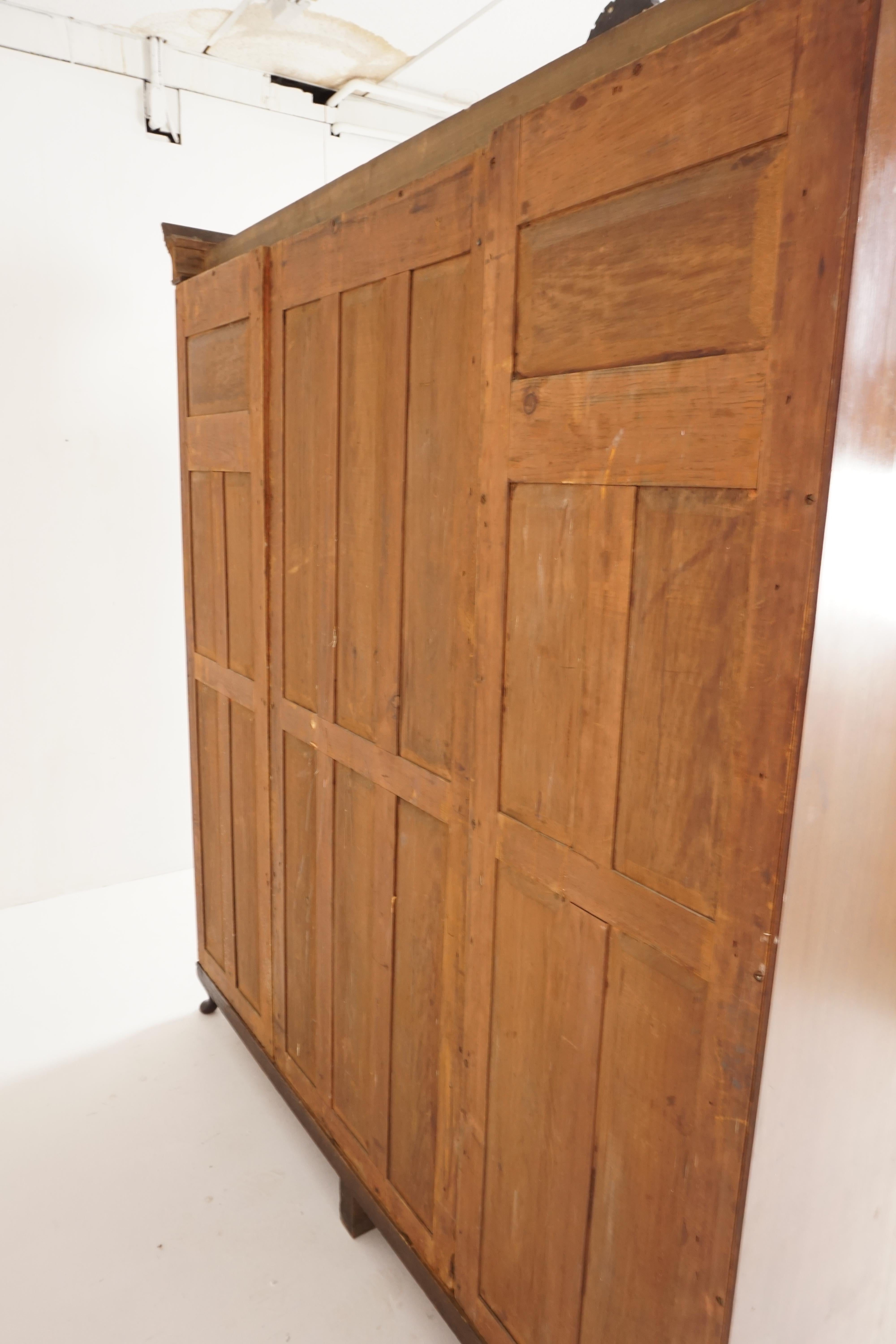 Victorian Carved Walnut Armoire Wardrobe 