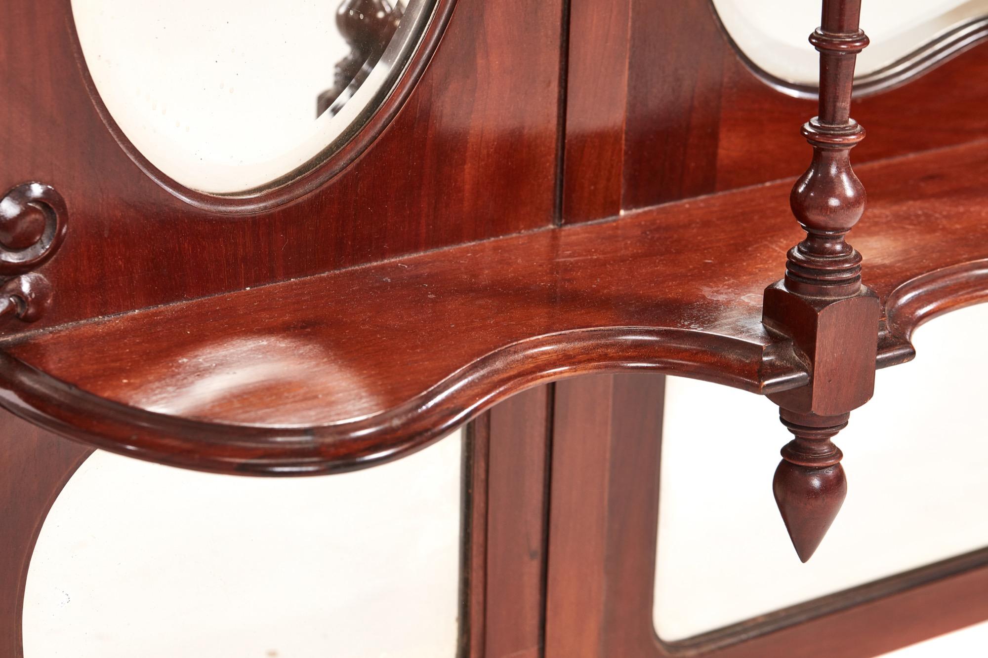 Victorian Carved Mahogany Overmantle Wall Mirror 2