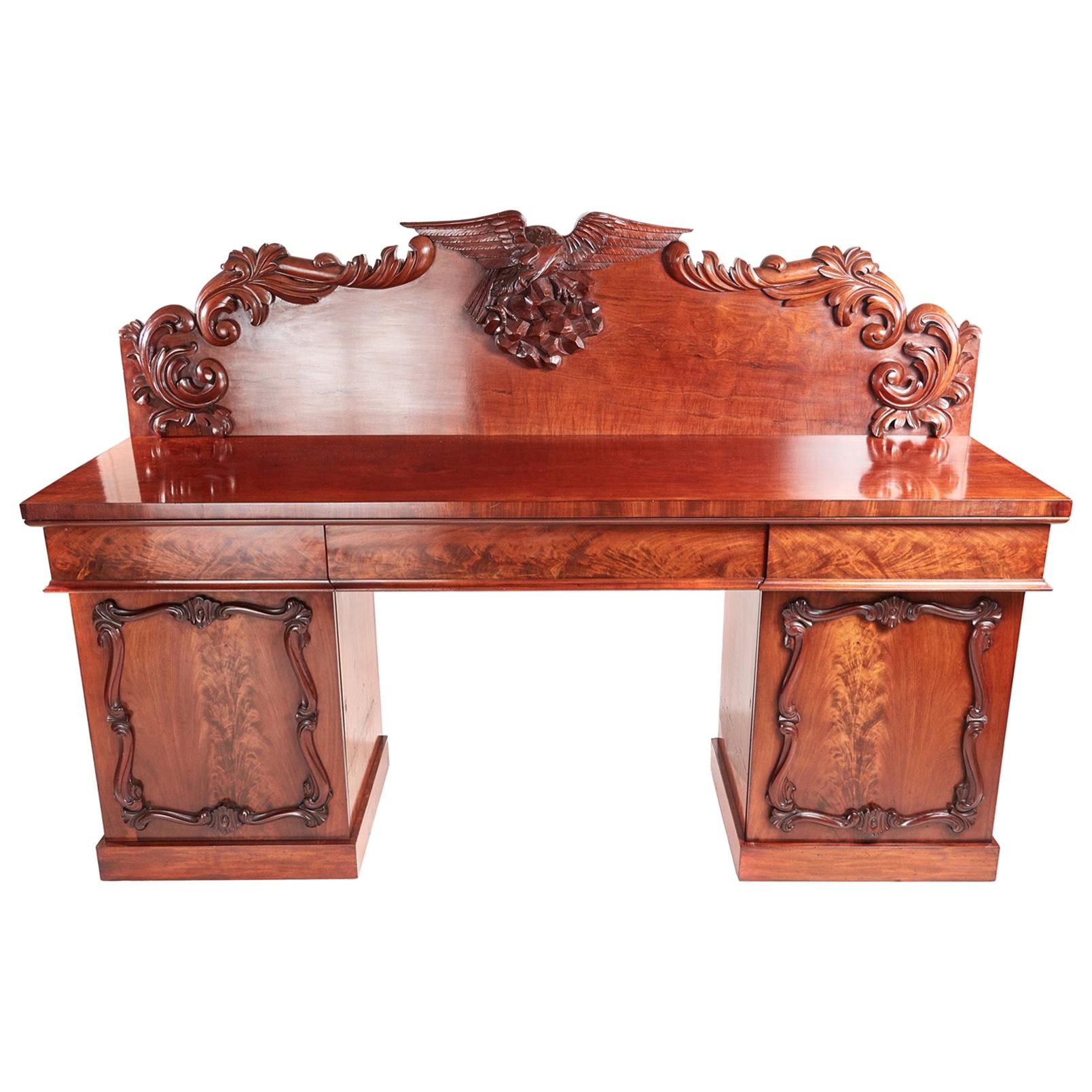 Antique Victorian Carved Mahogany Sideboard, circa 1860 For Sale