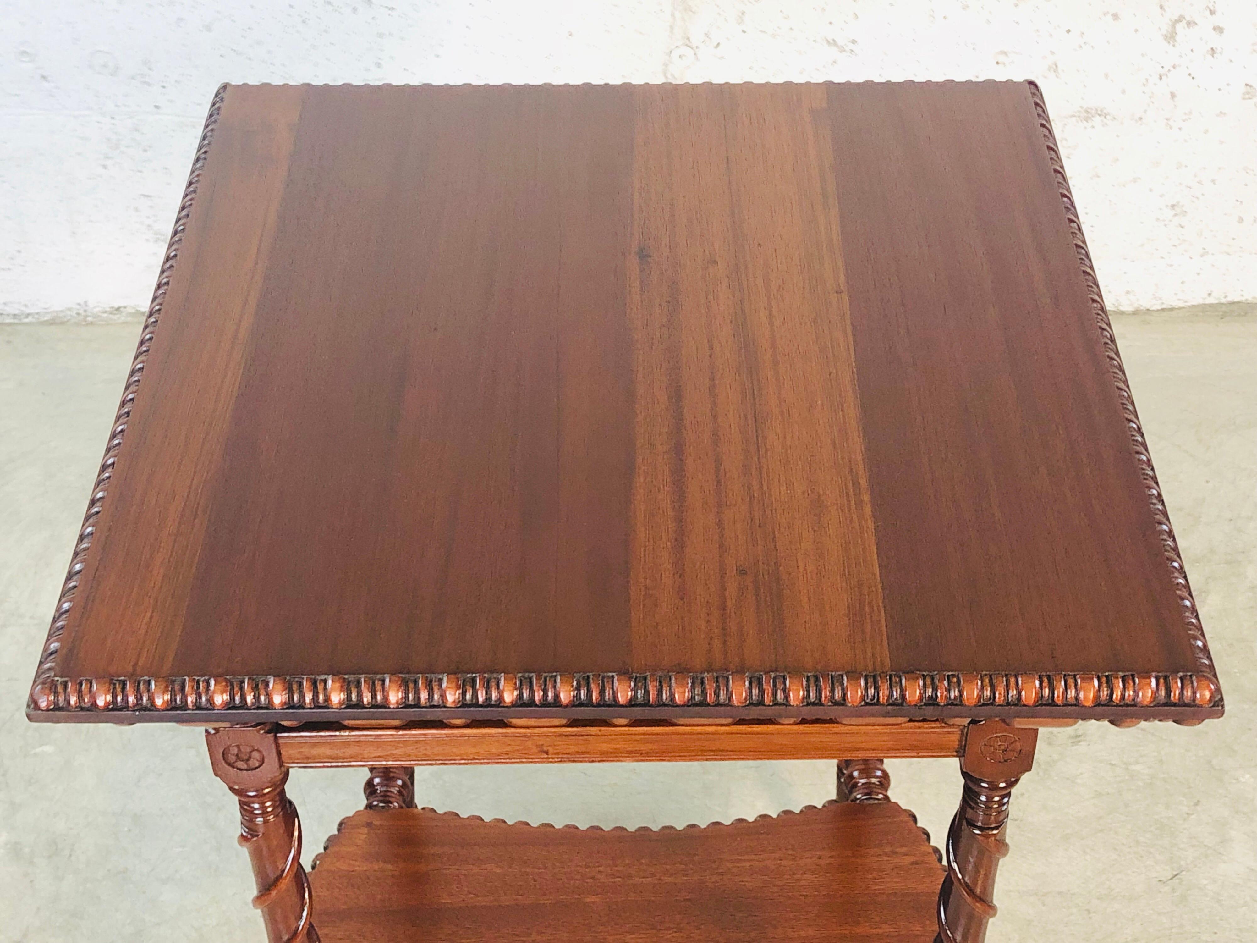 Victorian Carved Mahogany Square Side Table For Sale 4