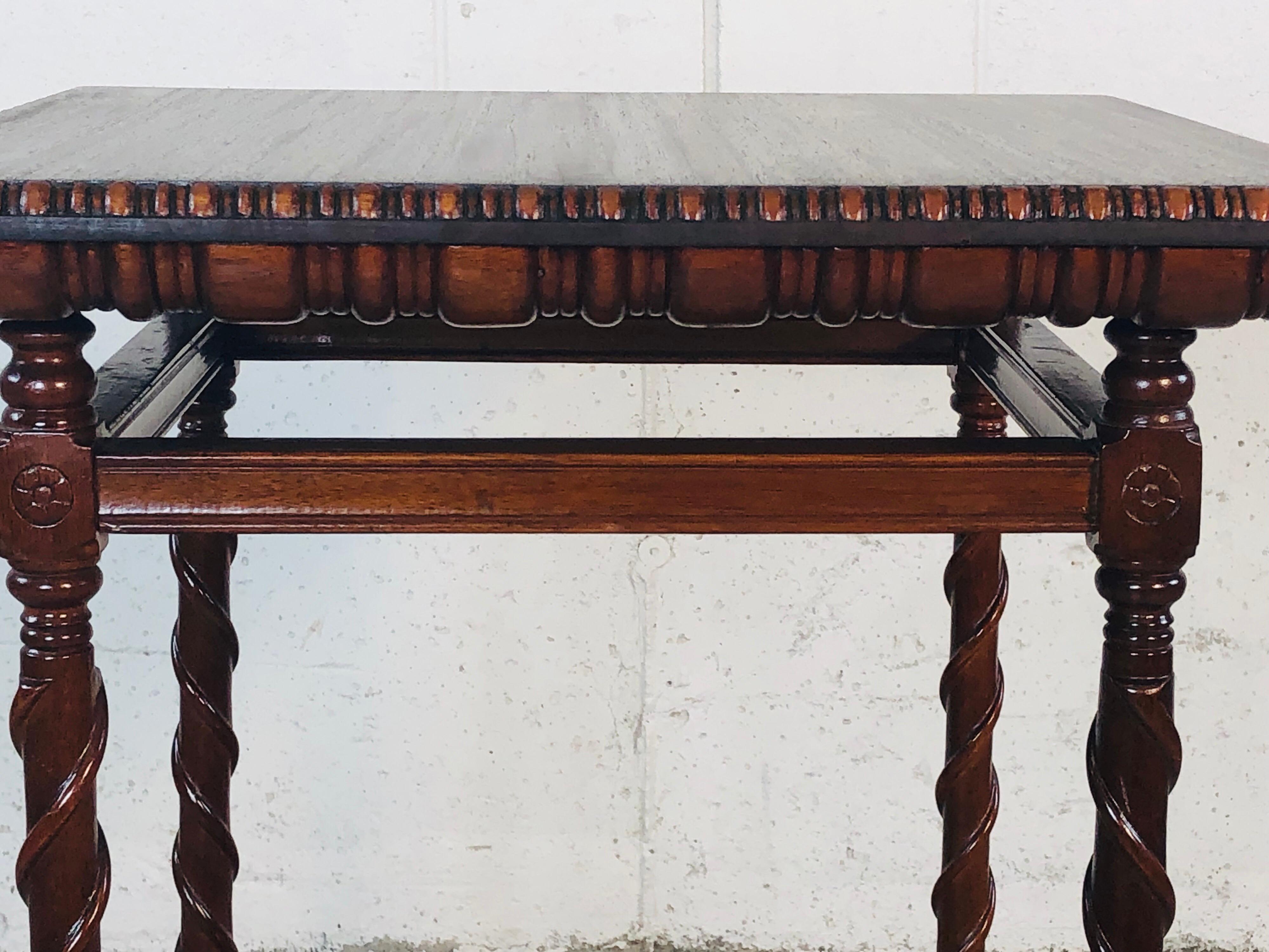 Late Victorian Victorian Carved Mahogany Square Side Table For Sale