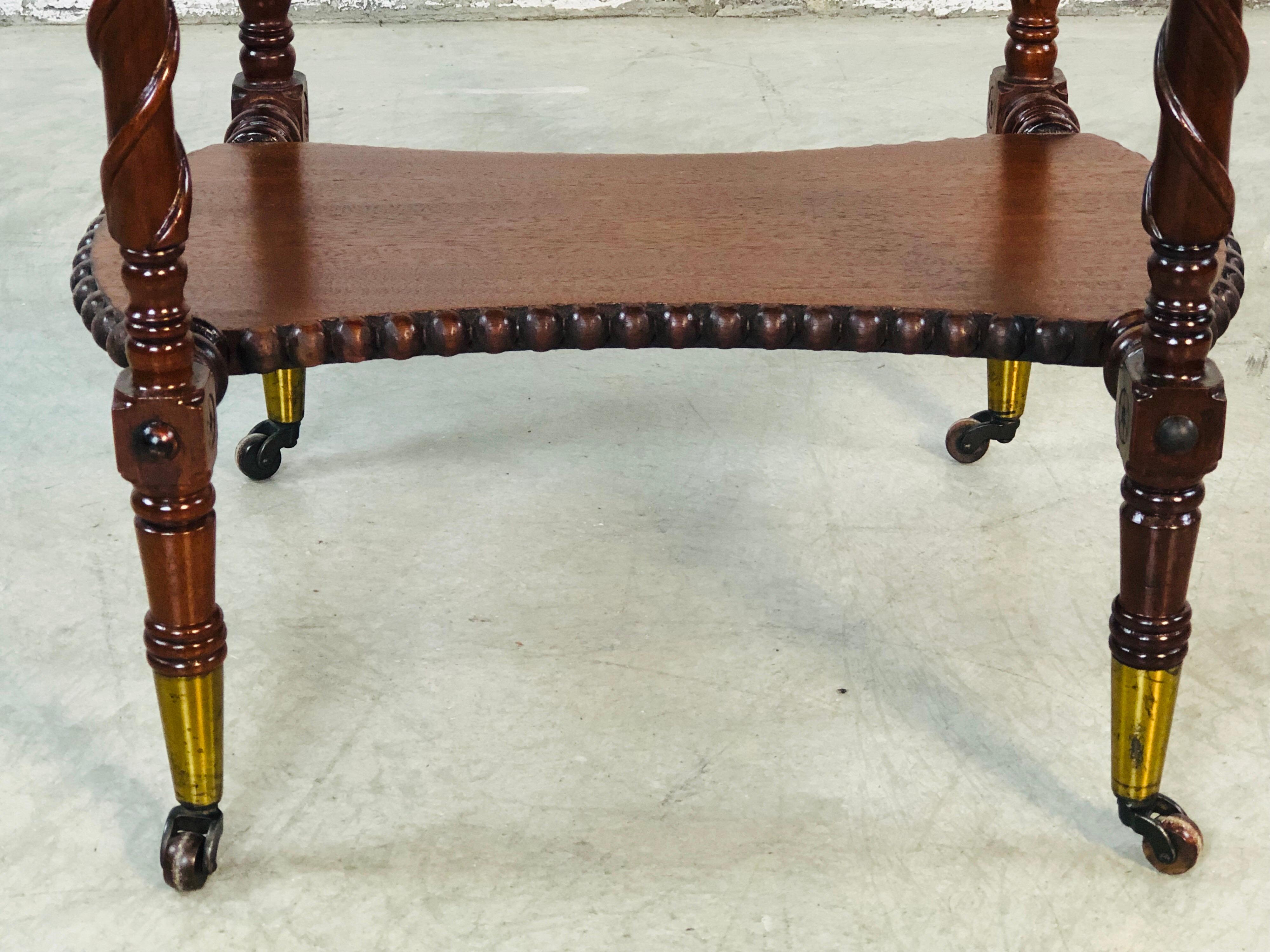 Victorian Carved Mahogany Square Side Table In Good Condition For Sale In Amherst, NH