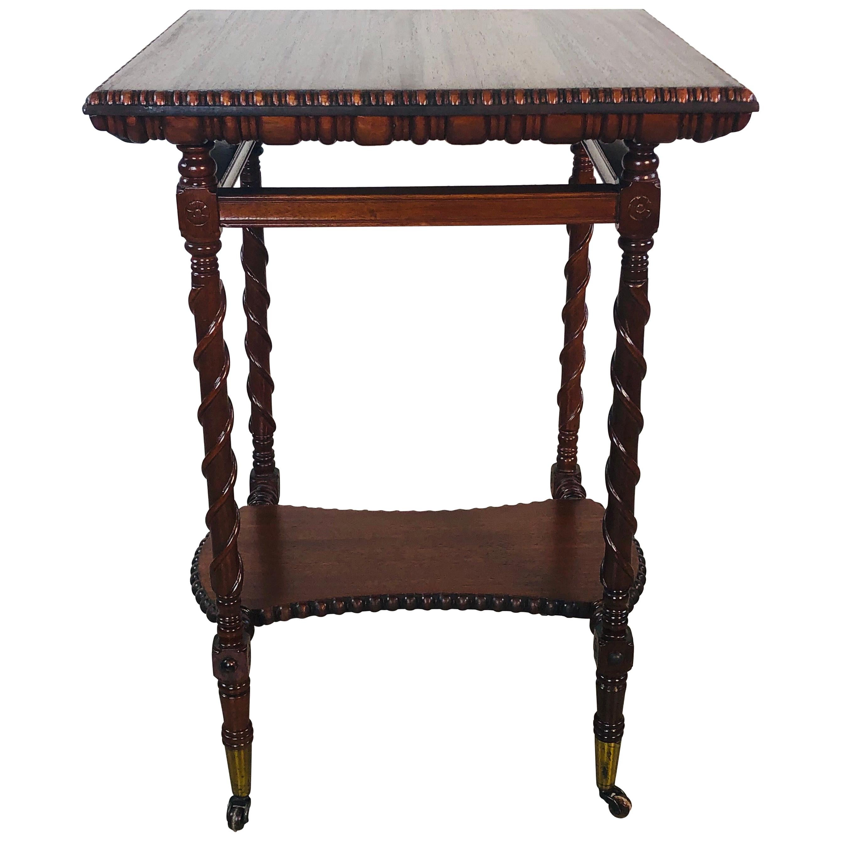Victorian Carved Mahogany Square Side Table For Sale