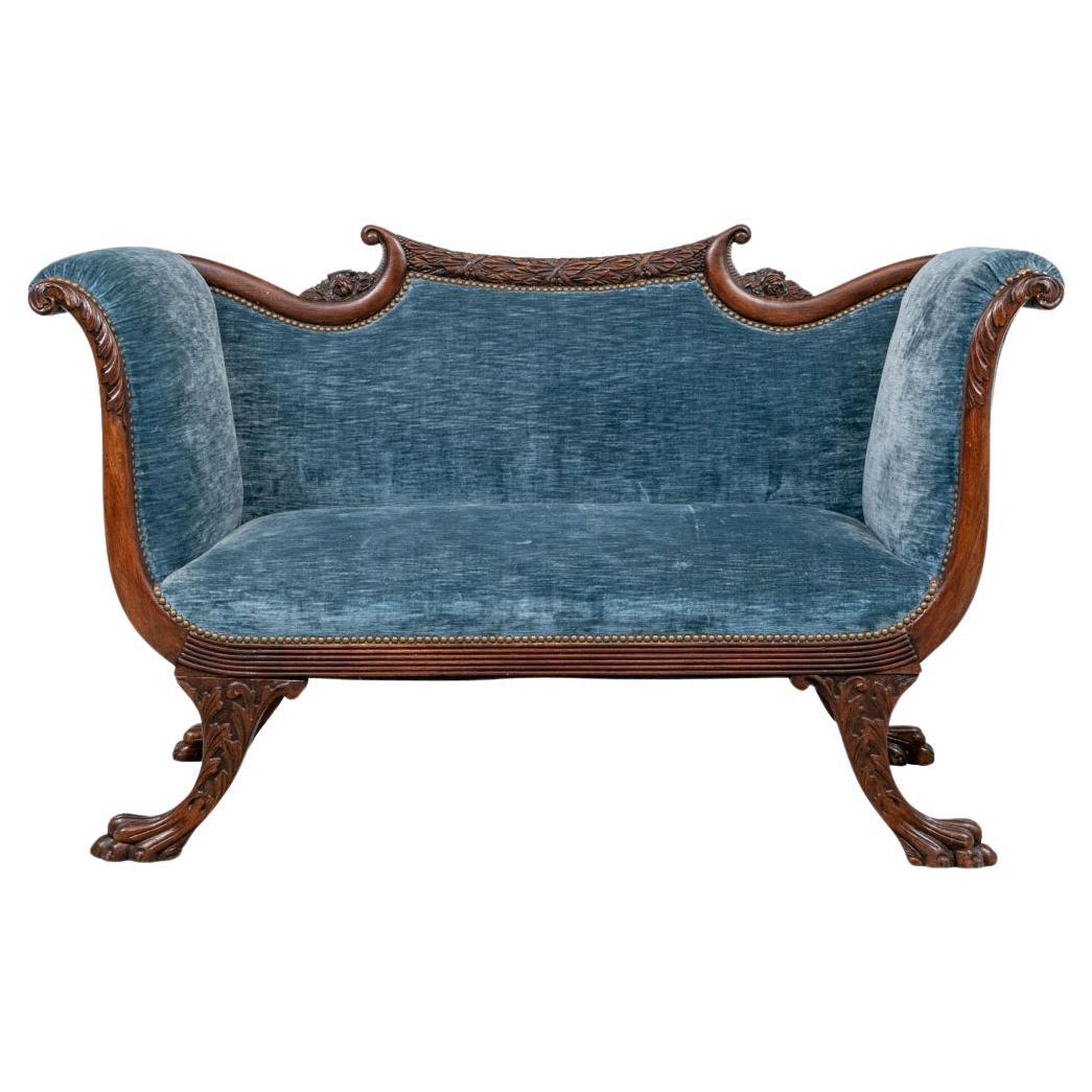 Victorian Carved Mahogany Upholstered Settee