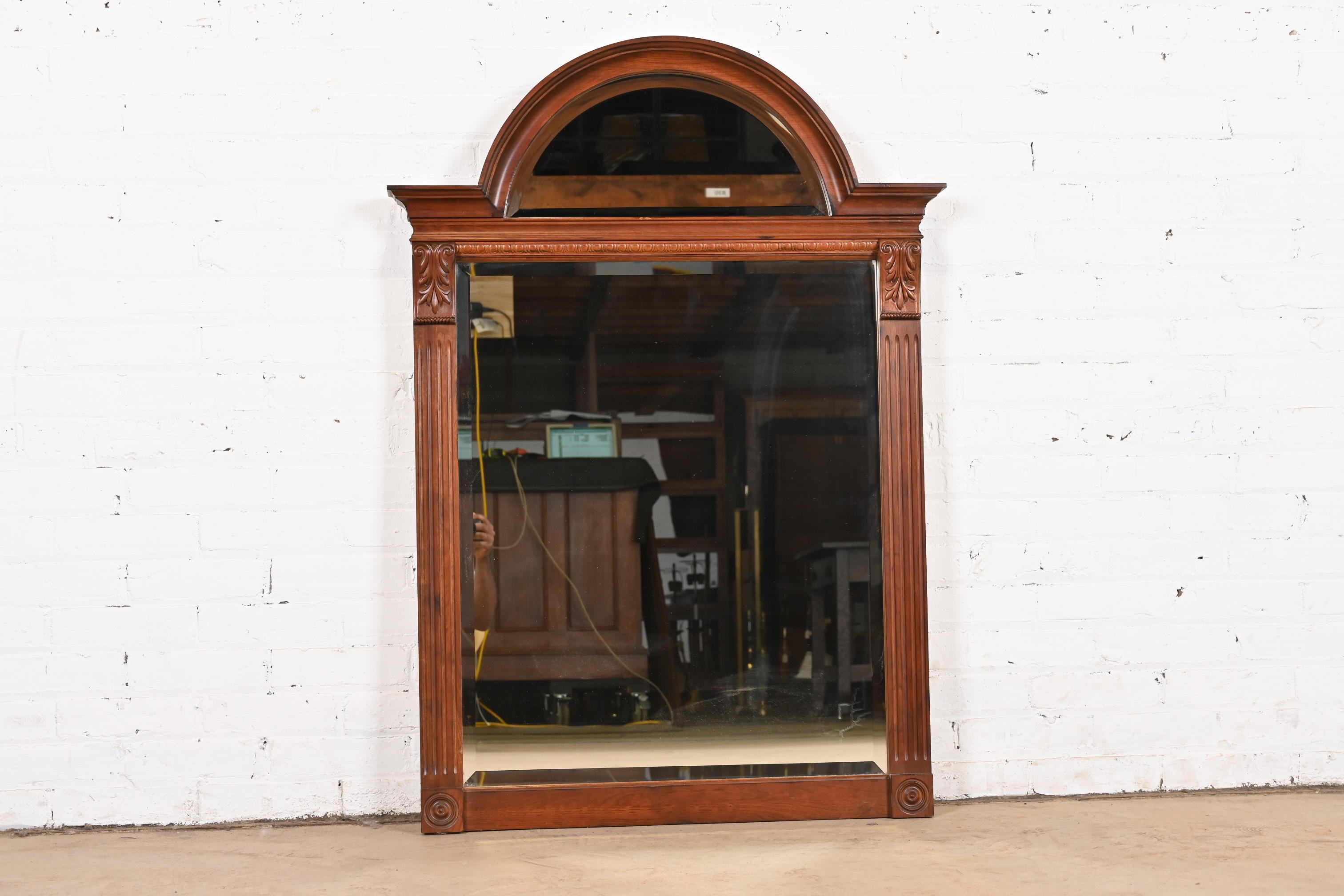 American Victorian Carved Maple Arched Wall Mirror For Sale