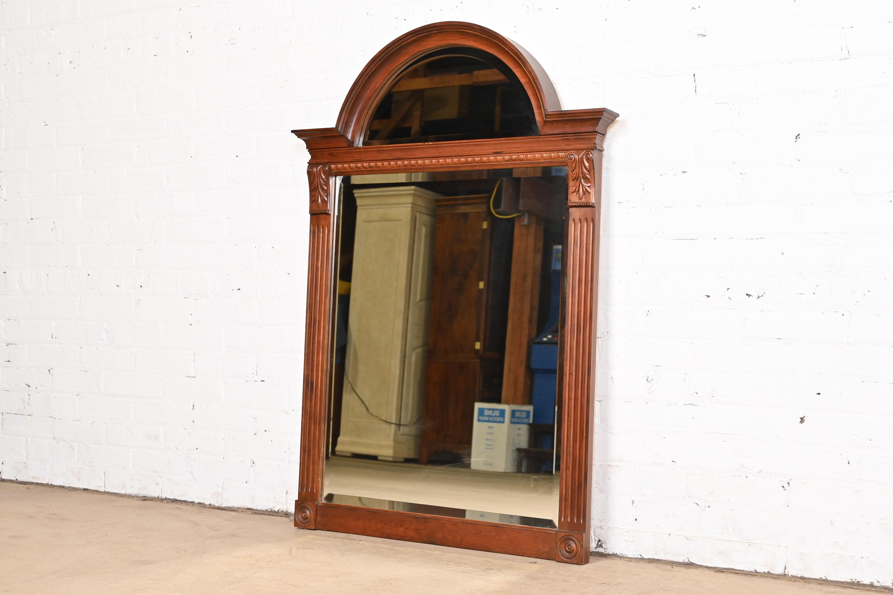 Late 20th Century Victorian Carved Maple Arched Wall Mirror For Sale