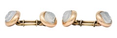 Victorian Carved Moonstone 10 Karat Gold Cameo Men's Cufflinks