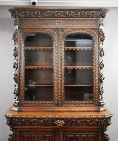 Victorian Carved Oak Bookcase