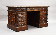 Victorian Carved Oak Desk