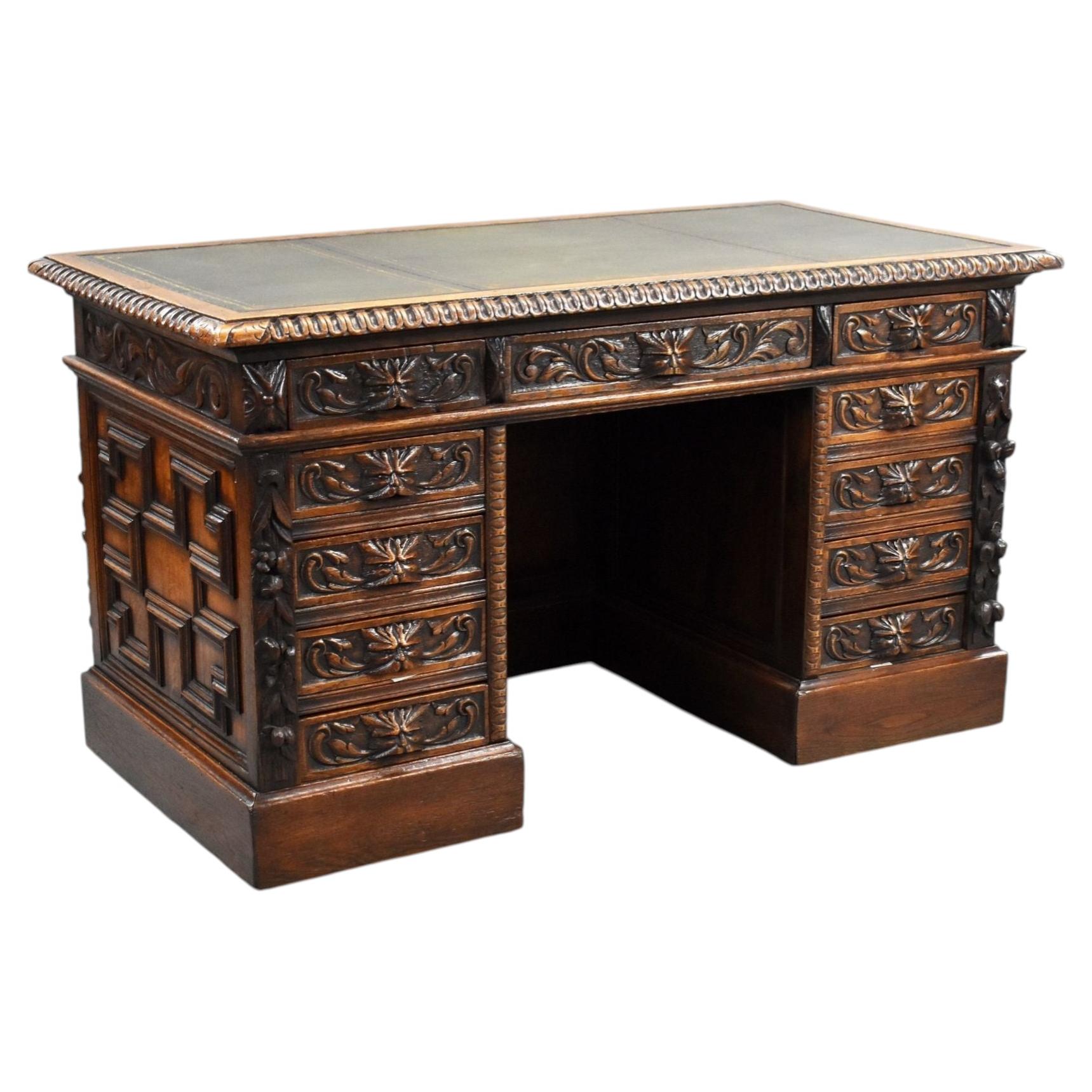 Victorian Carved Oak Desk