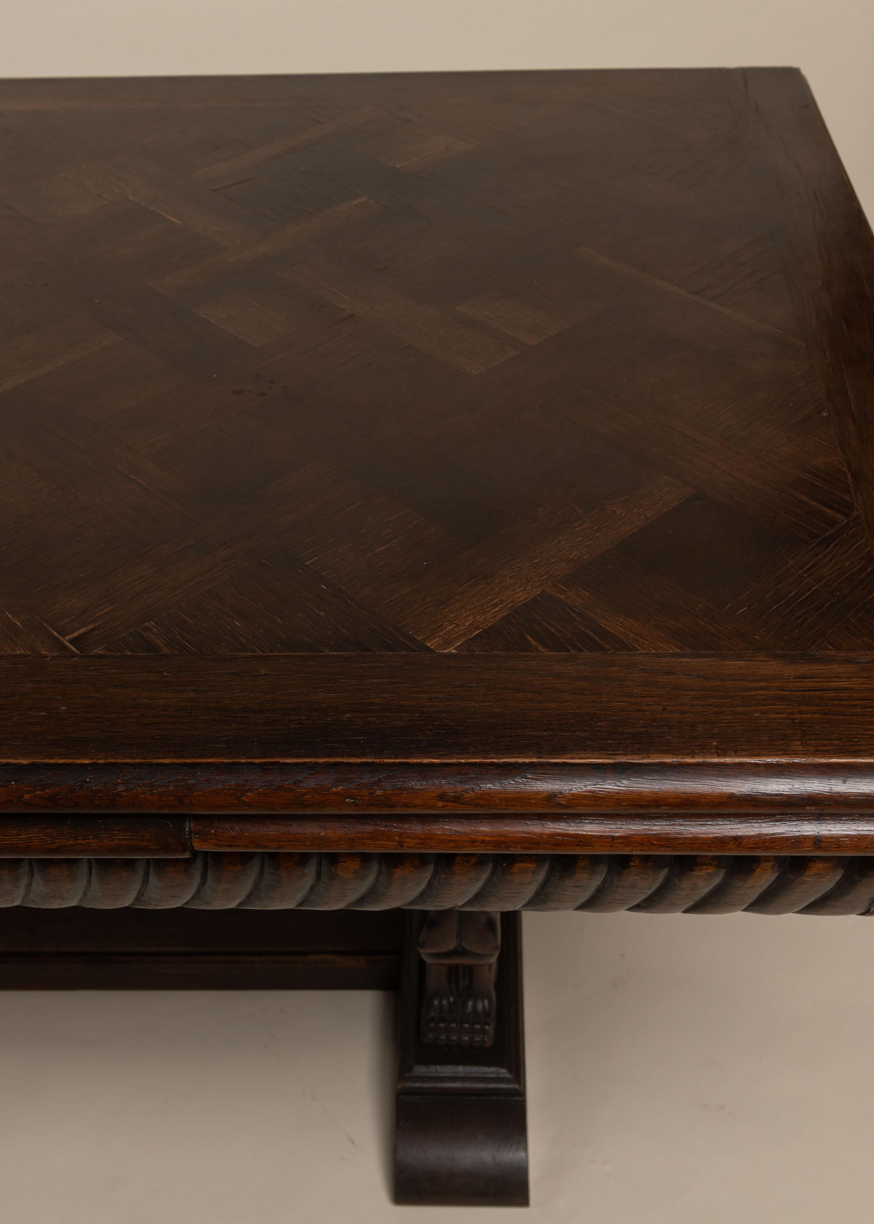Table de bibliothèque victorienne à tiroir en Oak sculpté, Angleterre, c.1890 en vente 1